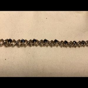Sterling sapphire style tennis bracelet 7.5”